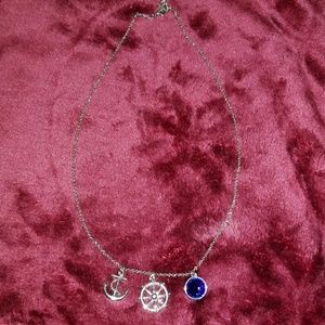 NWOT SS w rhodium plating nautical charm necklace